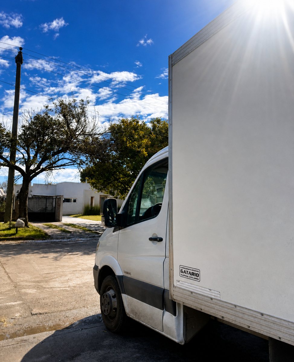 Camioneta de reparto de la distribuidora estacionada en la calle